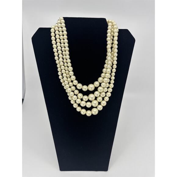 Unbranded Jewelry - Vintage Hong Kong Costume Jewelry Faux Pearl 4-Strand Necklace